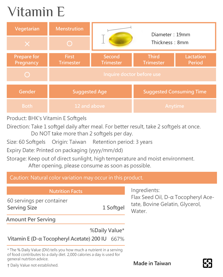 BHK's Inositol Vitamin E  is safety inspection, No side effects, natural ingredients.