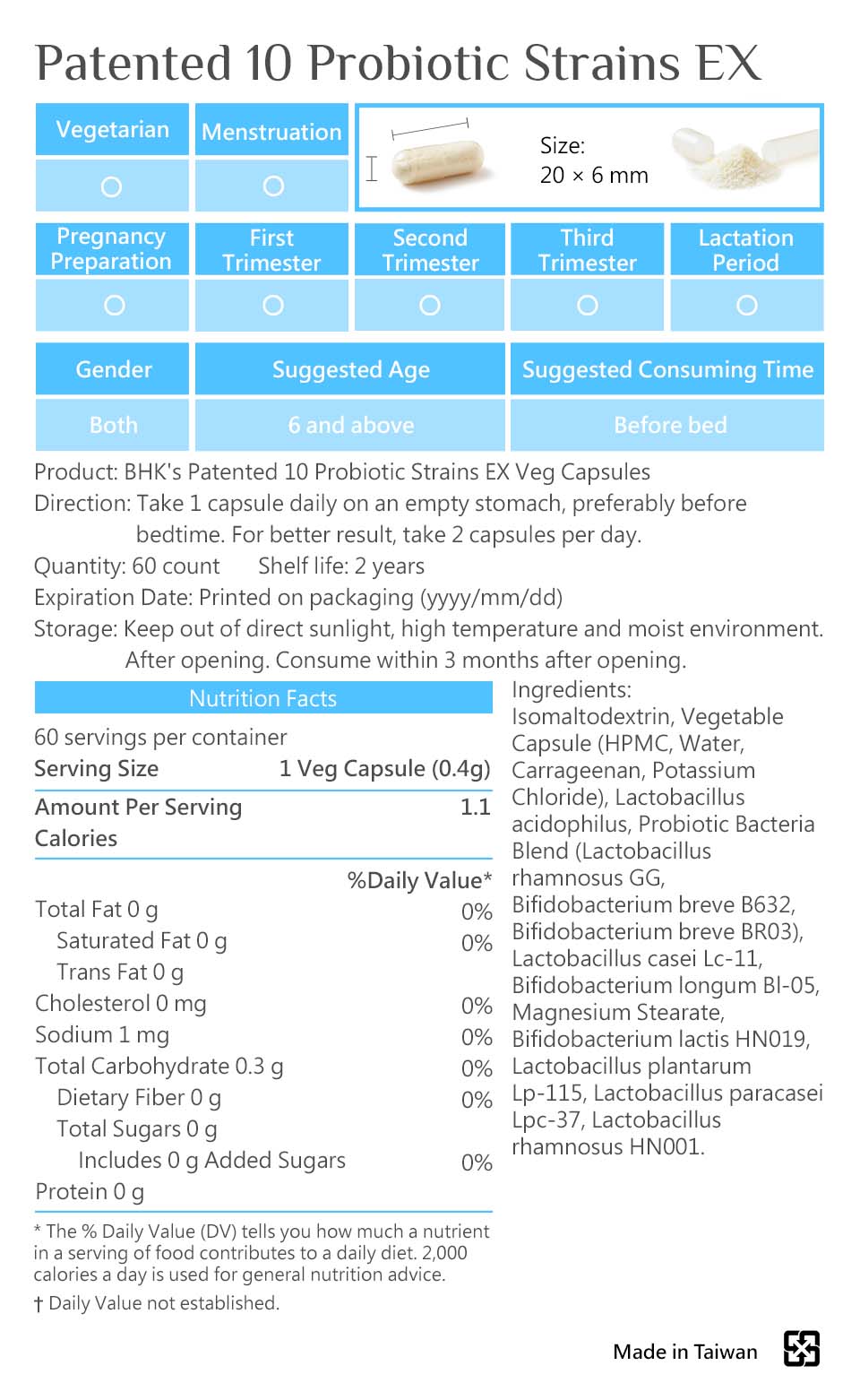 BHK's Probiotic Enzyme is safety inspection, No side effects, natural ingredients.
