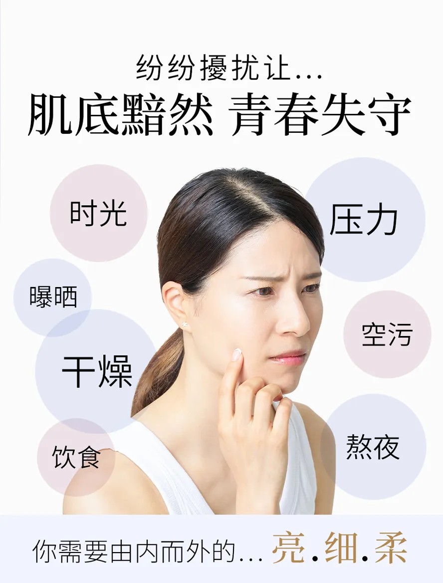 年纪、饮食习惯、压力、环境因素、年纪变大都会造成皮肤状况越来越差