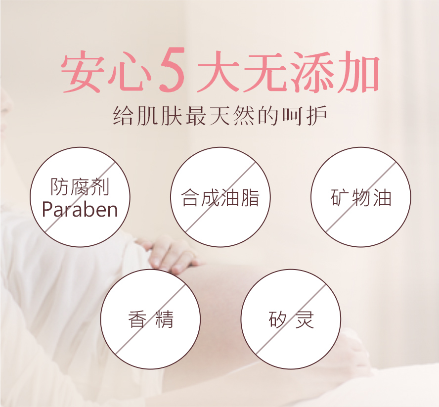 BHK唯孕美逆痕精华给孕妈咪最安心的肌肤保养，不添加Paraben防腐剂、合成油脂、香精与矽灵。