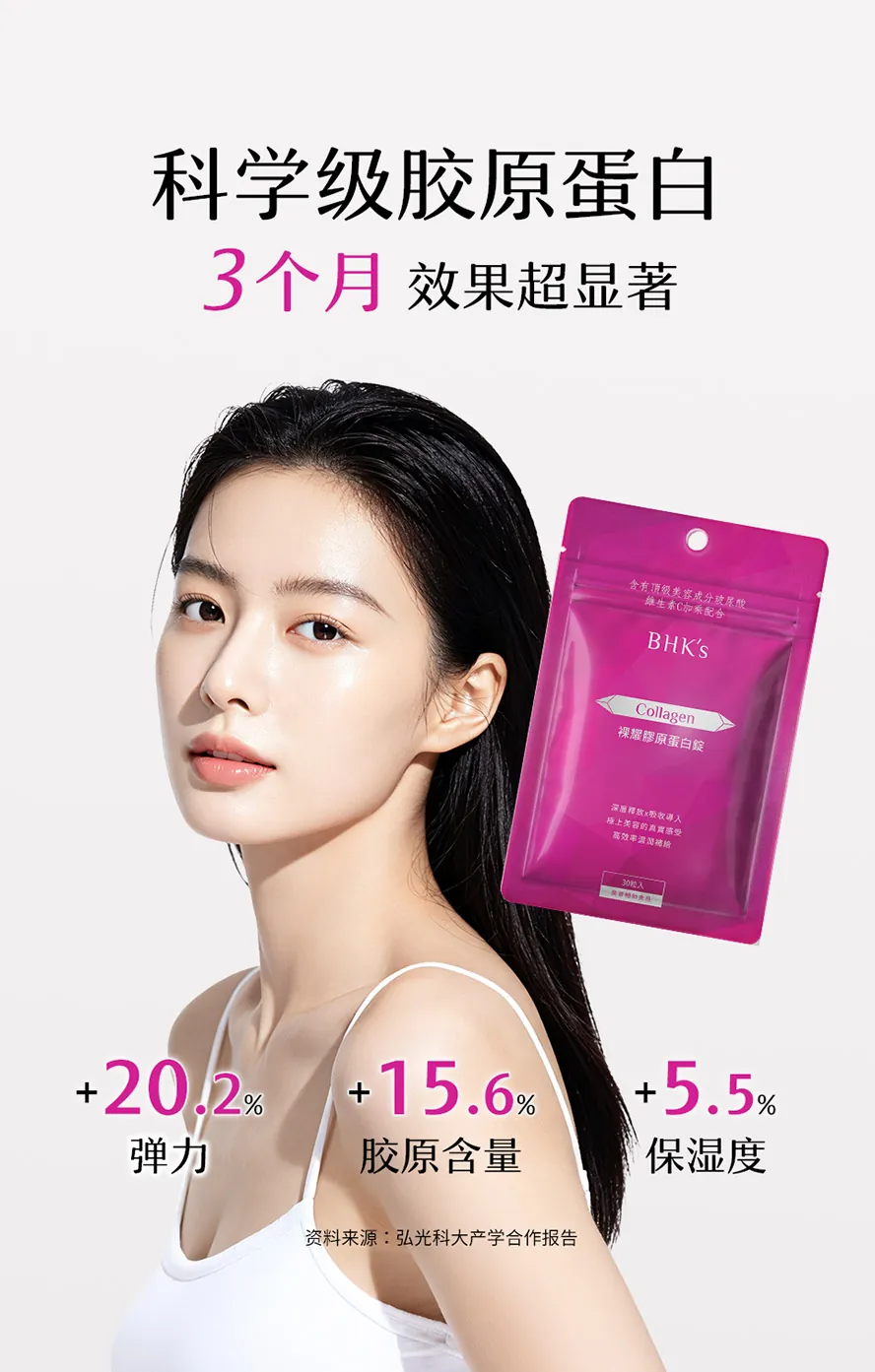 经人体试验证实连续食用3个月,肌肤弹性明显提升
