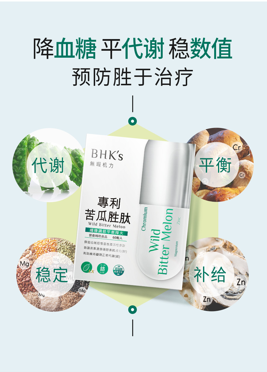 BHKs专利苦瓜胜肽具有美国功效专利与临床实证，有助于促进糖份代谢、降血糖有感。