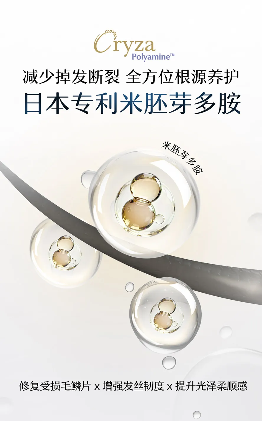 BHKs婕丝EX3含日本生发专利米胚芽多胺,加强发丝健康,帮助毛囊健康,深入发丝重建修护受损的头发,减少掉发,效果更优于咖啡因养发.