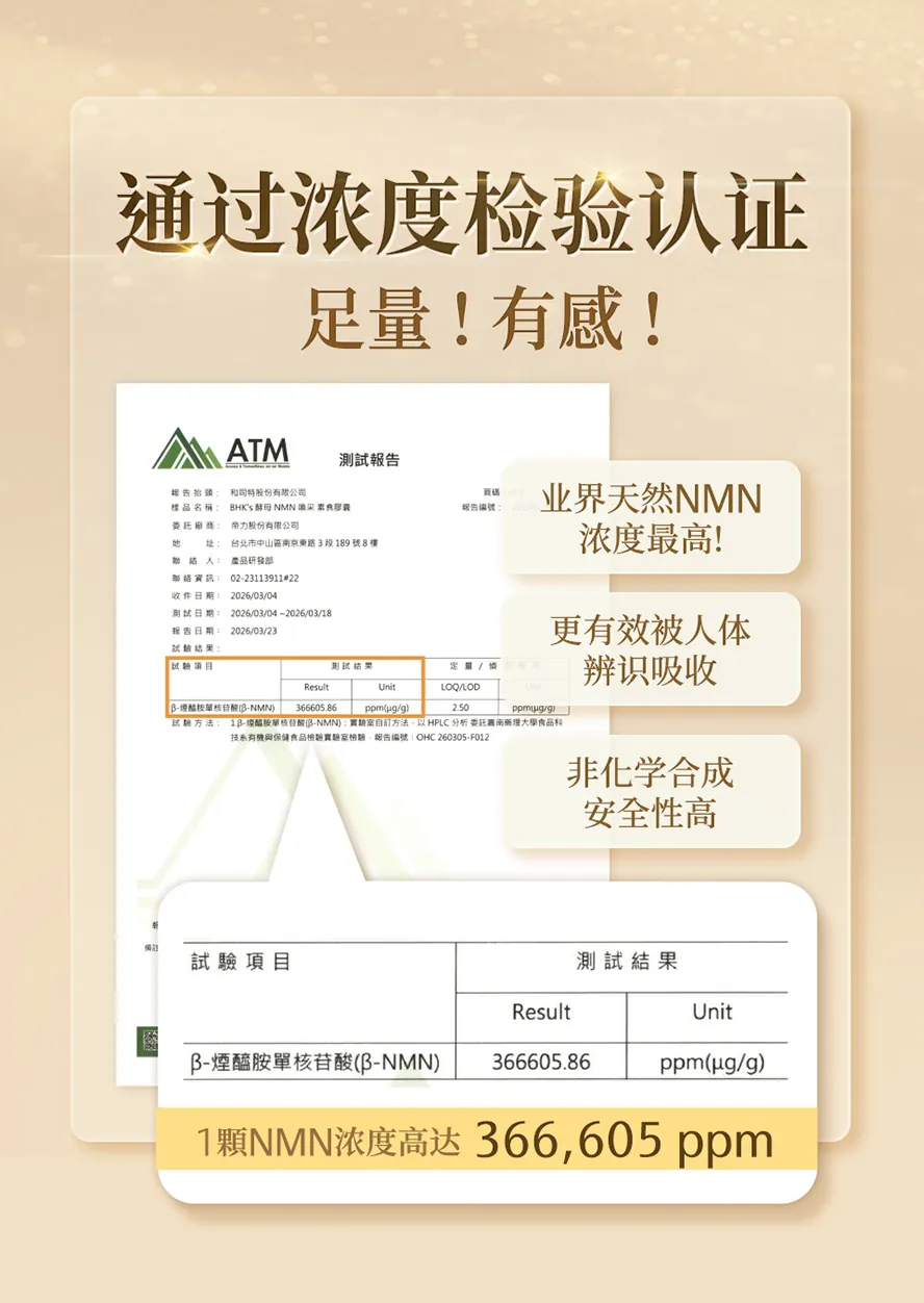BHK's酵母NMN浓度有检验认证