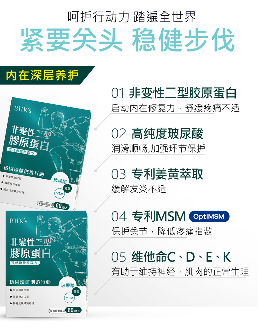 BHK非变性二型胶原蛋白介绍，启动关节修复力、舒缓疼痛不适。