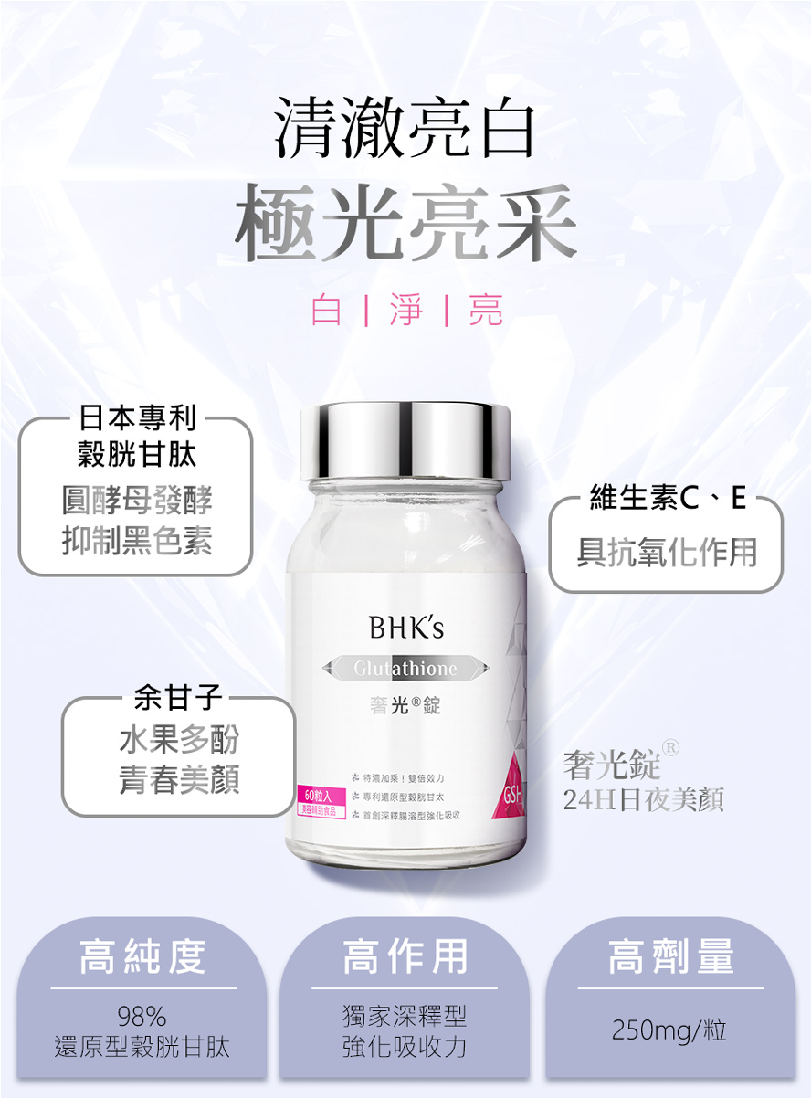 BHK's奢光錠提升肌膚透亮,幫助亮白,元氣代謝養顏美容,健康活力以及幫助入睡
