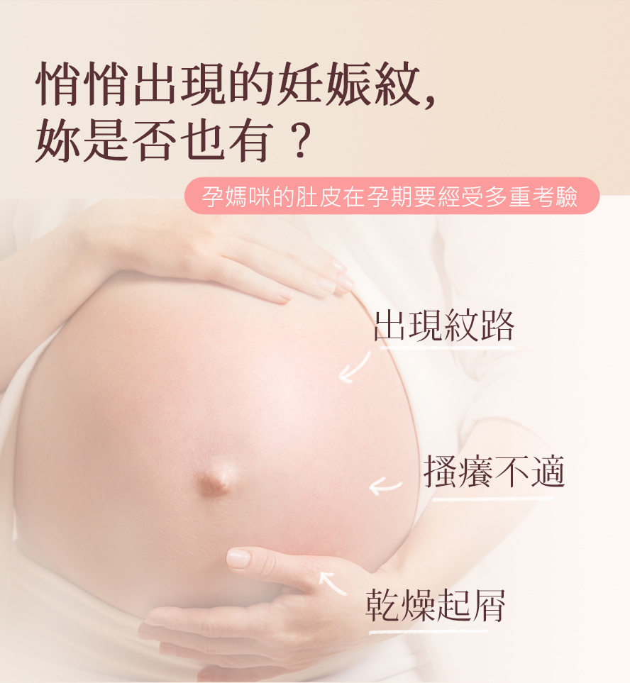 懷孕肚皮、胸部、大腿、腰部出現妊娠紋怎麼辦?孕婦肌膚問題推薦使用BHK逆痕精華。