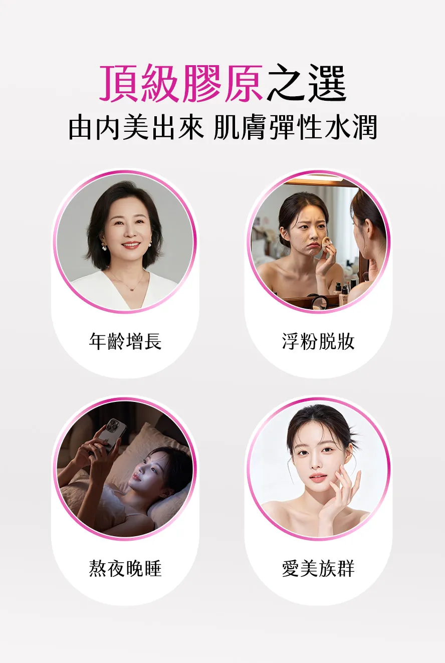 年齡增長、容易脫妝、熬夜晚睡、愛美族群補充膠原蛋白的最佳選擇