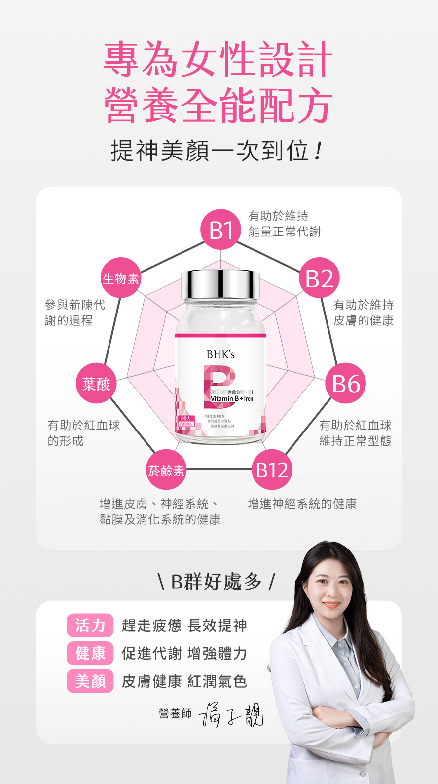 營養師推薦補充B群，保持身體能量，維持氣色紅潤