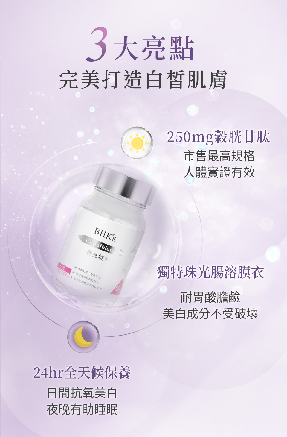 眾多藝人、網紅推薦的美白錠、美白保養，每天一粒BHK奢光錠不只能變白，還能幫助入睡、養顏美容。