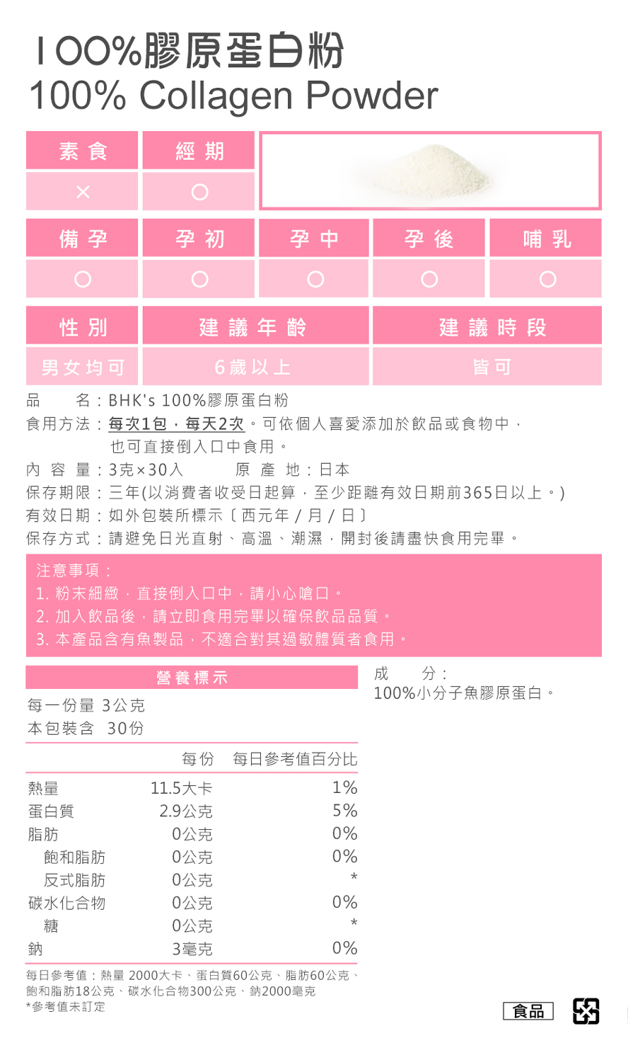 BHK's 膠原蛋白粉通過安全檢驗,安全無慮,無副作用.