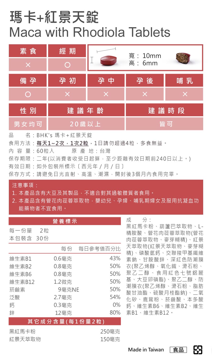 BHK瑪卡+紅景天Q&A。