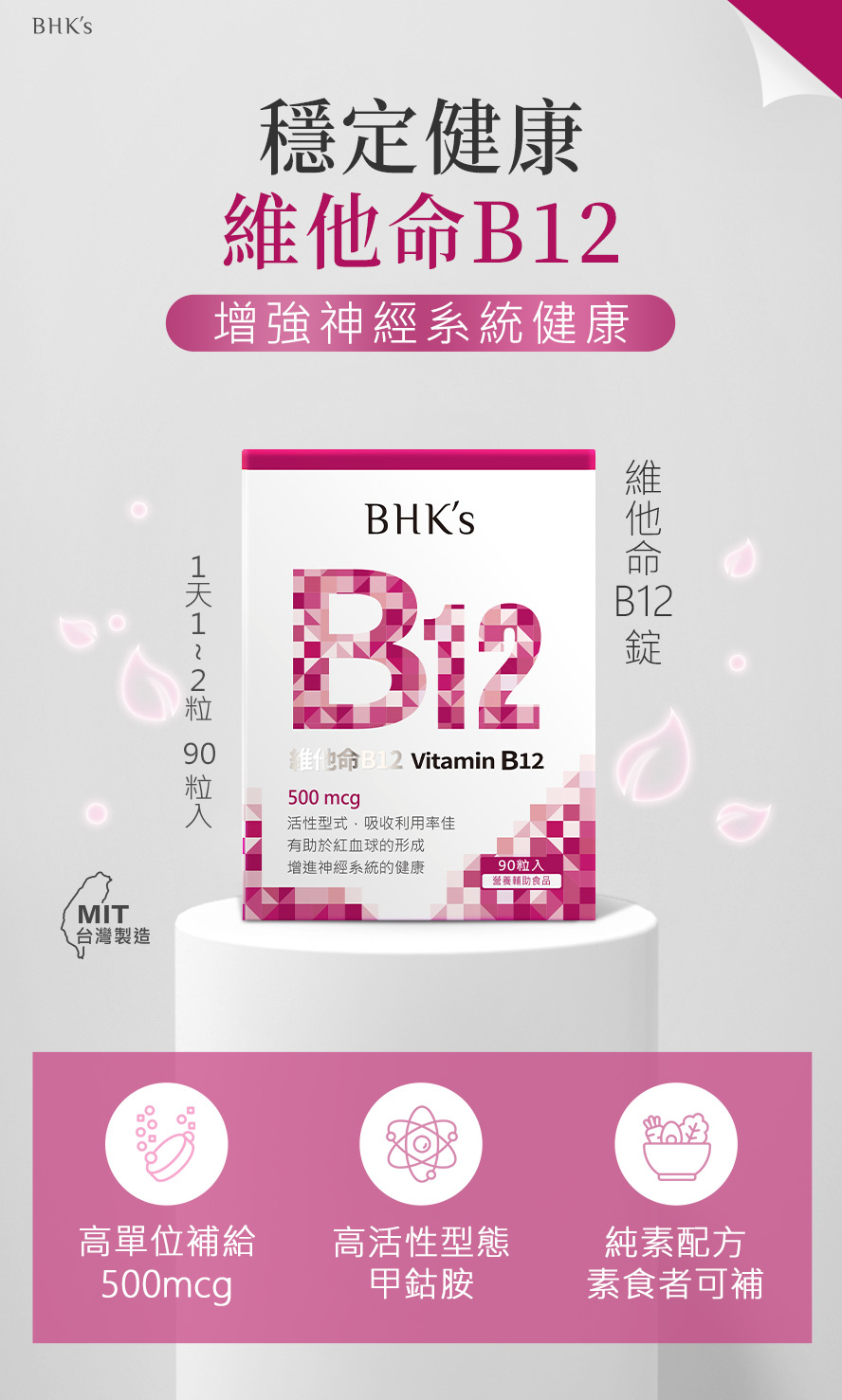 BHK′s維他命B12，調理健康首選，改善手腳麻痺問題。