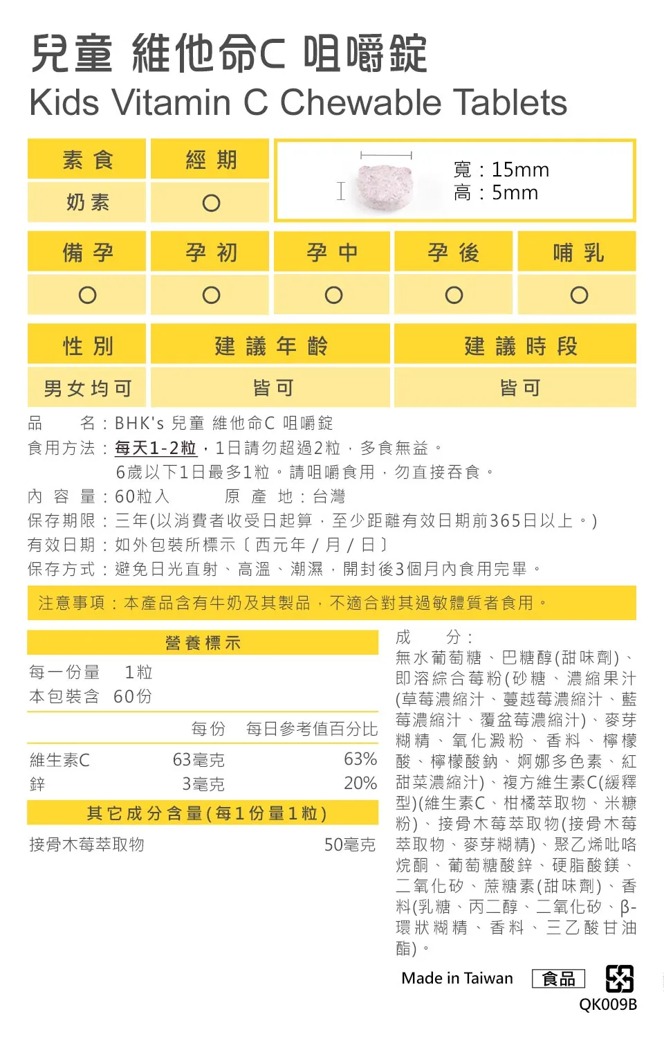 BHK's兒童維他命C食用方法。