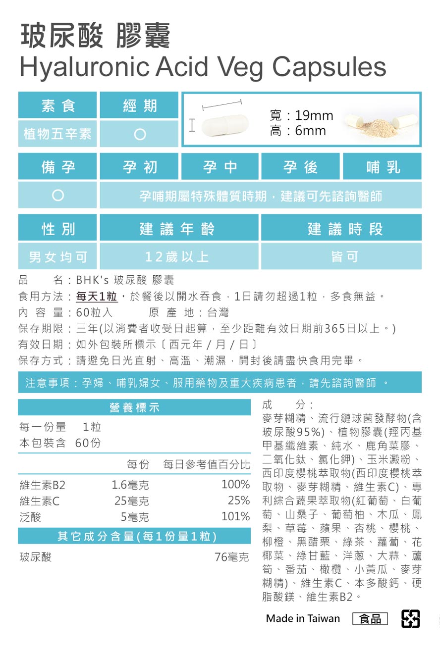 BHK's玻尿酸、膠原蛋白通過安全檢驗,安全無慮,無副作用