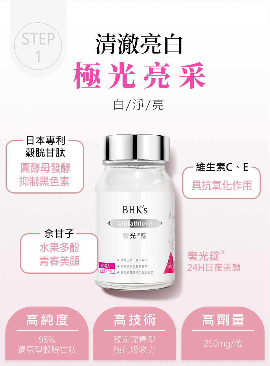 BHK's奢光、熊果素有效幫助睡眠,有效美白,養顏美容,淨化皮膚,成為白肉底。
