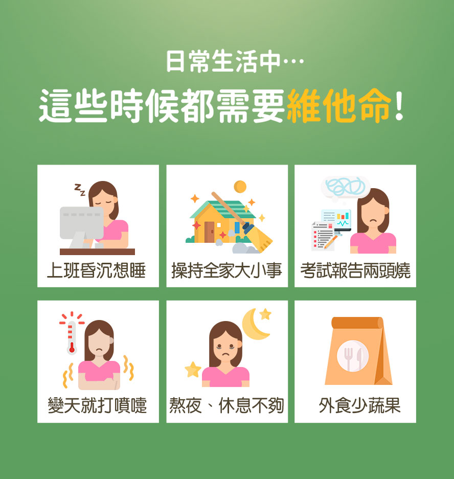 精神不好、健康不佳建議補充維他命。