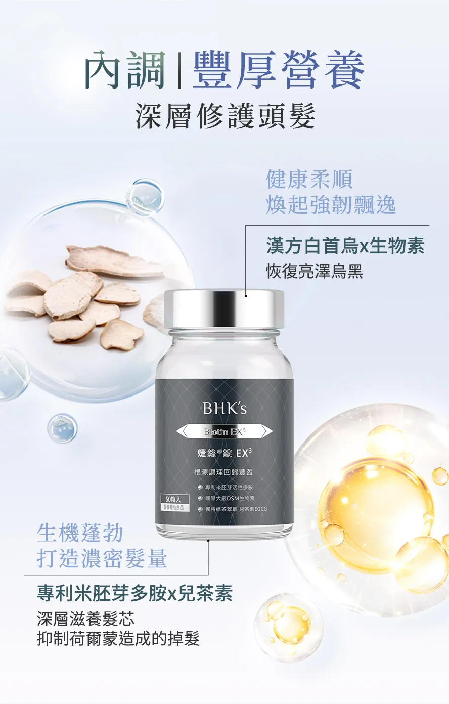 BHK's婕絲不含西藥，補充頭髮營養