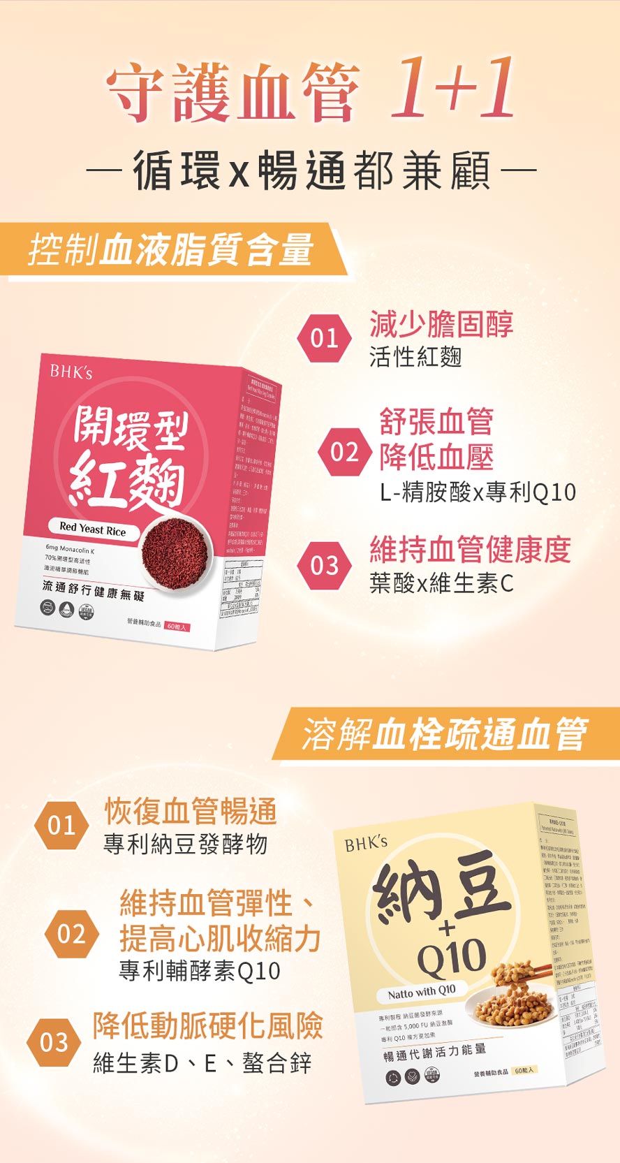 BHKS通暢循環組功效、特色介紹，降低膽固醇、預防血管堵塞。