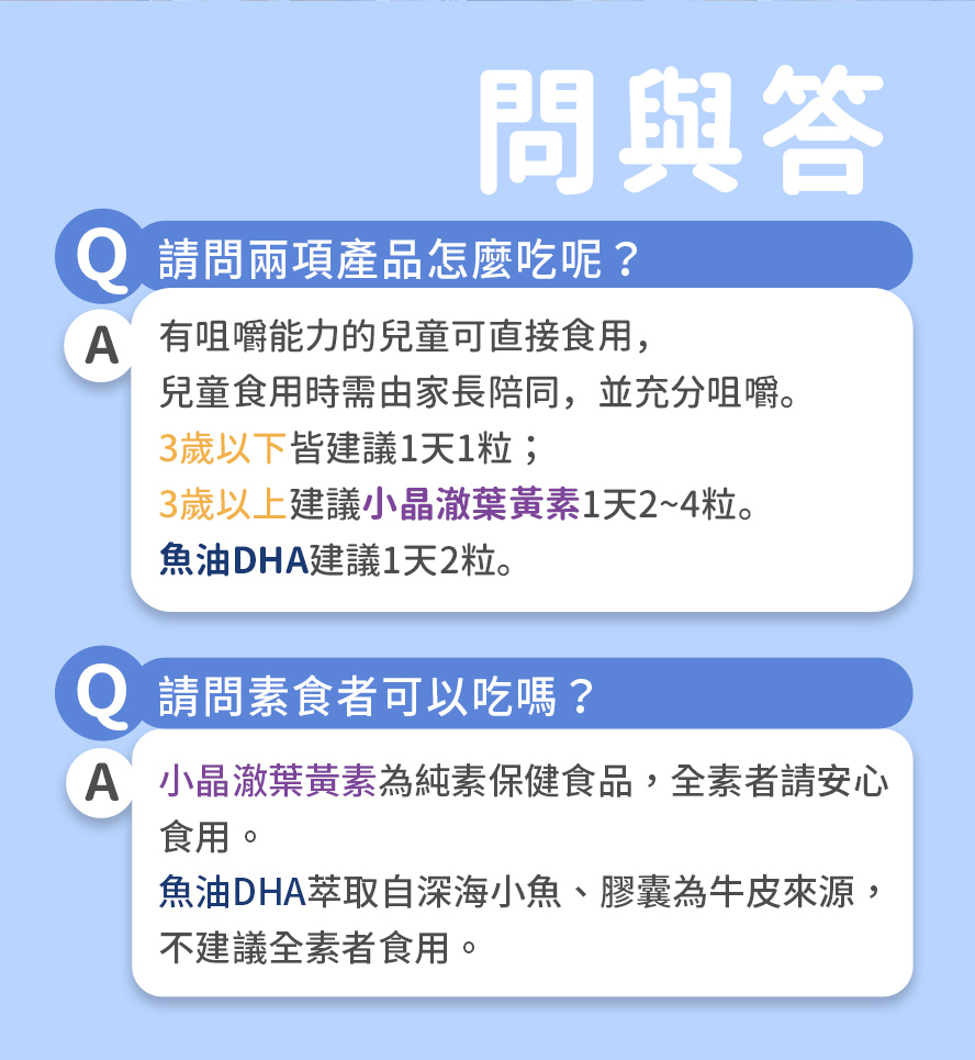 兒童保健品問與答，改善視力問題與學習不專注問題，建議長期補充效果更好。