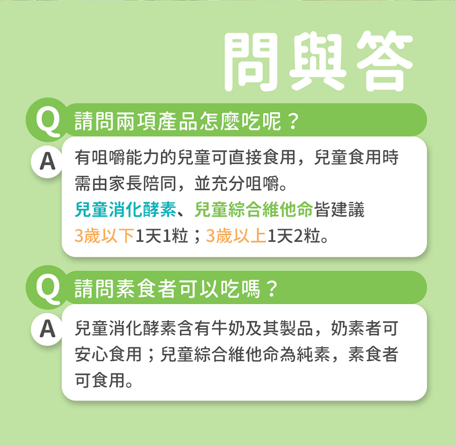 BHK兒童營養消化組合Q&A。