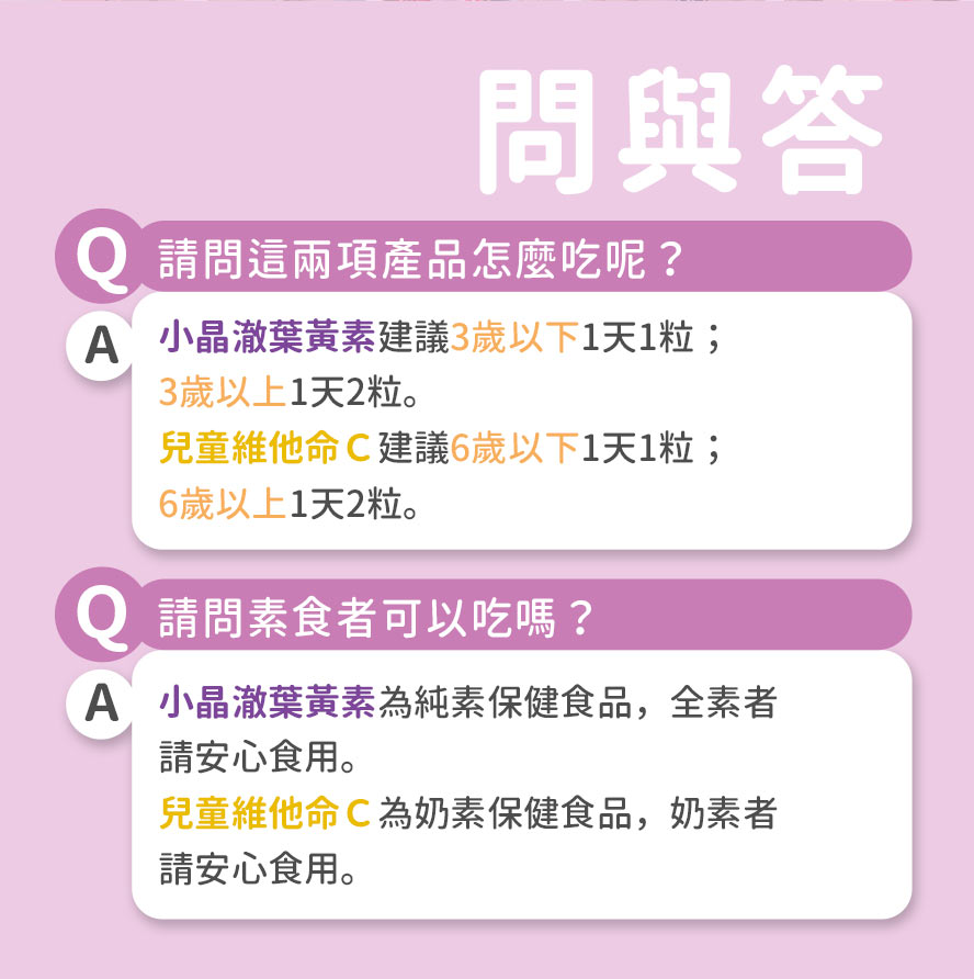 BHKs兒童葉黃素與維他命C問與答。