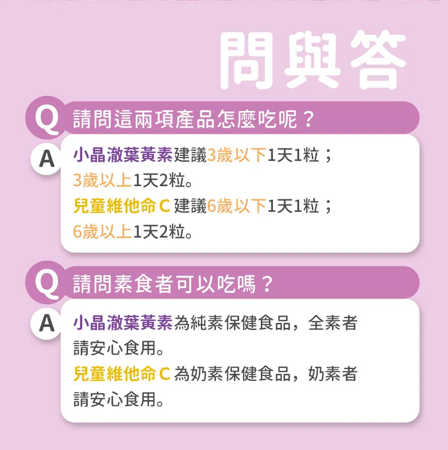 BHKs兒童葉黃素與維他命C問與答。