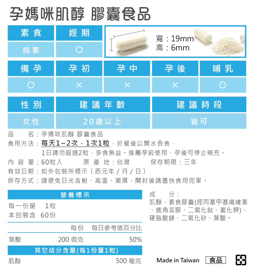 肌醇主要是幫助卵子成熟,減少胚胎缺陷產生,提高受孕機率.