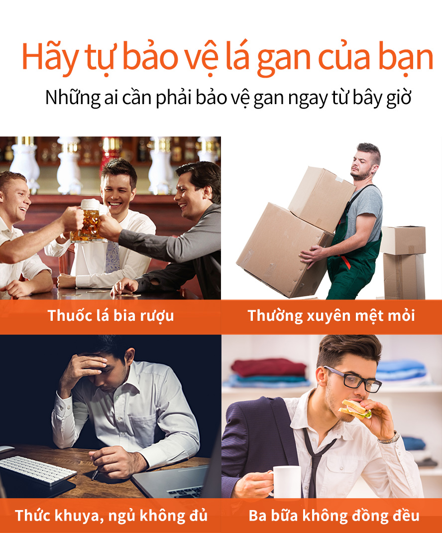 thường xuyên thức khuya làm ca đêm, hút thuốc nghỉ ngơi không điều độ, uống Liver Extract UNIQMAN để bảo vệ gan giảm mệt mỏi 
