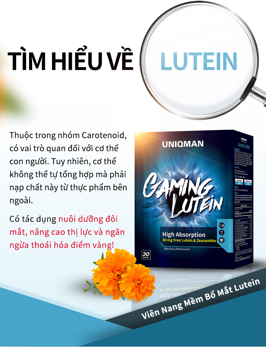 Lutein là thành phần chống oxy hóa quan trọng nhất trong điểm vàng của võng mạc,có thể ức chế các gốc tự do hình thành bởi quá trình cảm quang