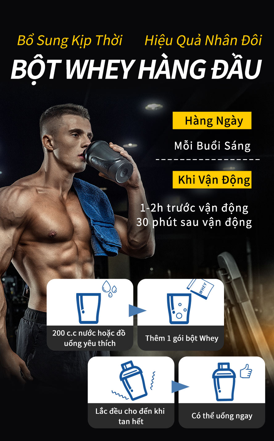 Bổ sung bột whey protein UNIQMAN dùng sau khi tập luyện thể thao tăng sức mạnh cơ bắp