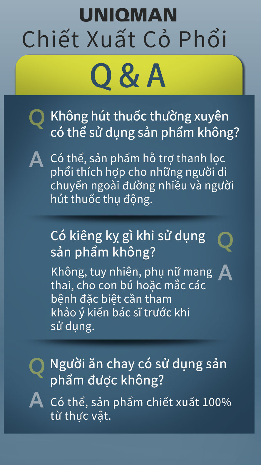muốn bổ phổi hãy uống ngay viên nang lá cỏ phổi UNIQMAN, người ăn chay vẫn dùng được