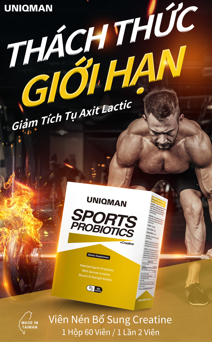 axit lactic thiết kế đặc biệt dành cho tăng cường hiệu suất vận động, điều chỉnh thành cơ địa dễ ốm trong 6 tuần, tăng cơ giảm mỡ
