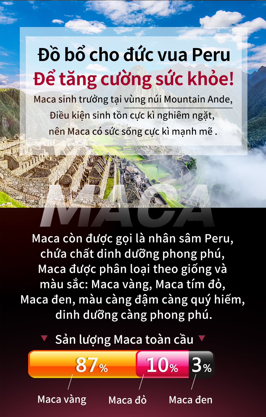 maca đen và đỏ đẳng cấp gấp 6 lần, tinh thần sảng khoái thể lực dồi dào