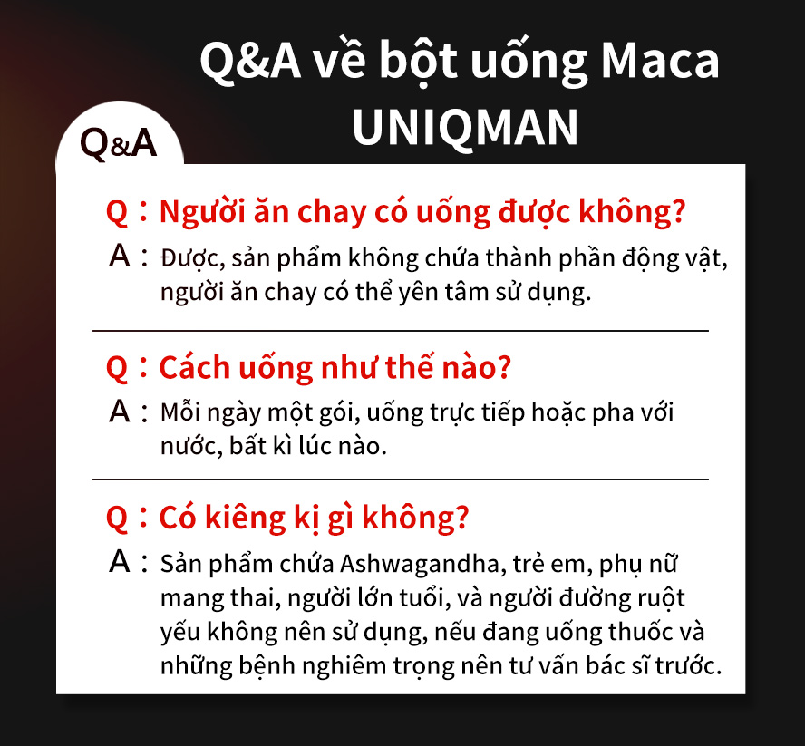 được chứng nhận bởi nhiều tài liệu, đã thông qua các kiểm định bảo đảm an toàn, có thể yên tâm bổ sung Bột uống Maca UNIQMAN