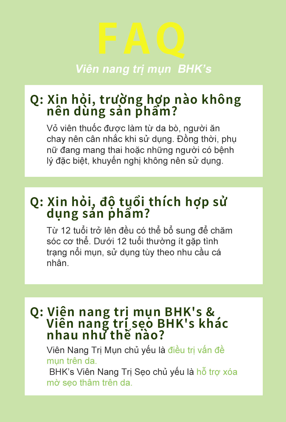 Uống kết hợp với viên trị sẹo BHK's ,cải thiện các tình trạng da mụn bọc ,mụn ẩn ,sẹo mụn ,sẹo ,làm sạch da hiệu quả ,làm mờ sẹo ,phục hồi làn da ,ngăn chặn hình thành sẹo