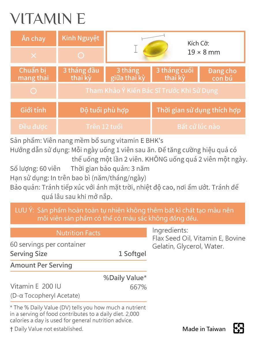 Vitamin E còn gọi là Tocopherol ,điều chỉnh cơ địa ,duy trì chức năng sinh lý