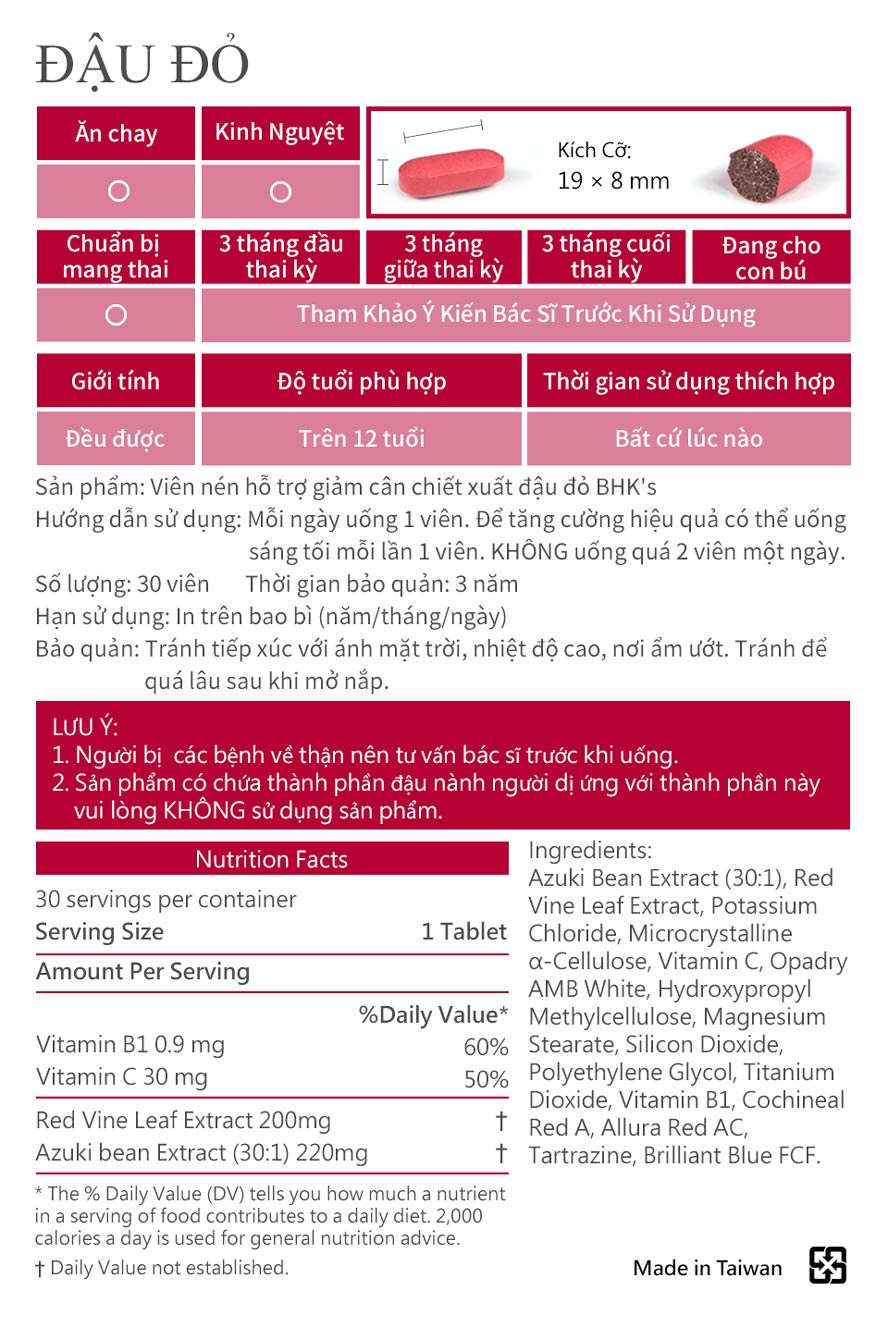 Viên đậu đỏ BHKs uống sau ăn 1 viên ,dễ dàng đem theo
