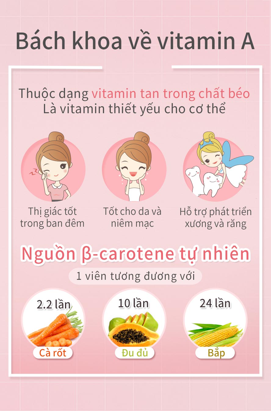 chứa beta-carotene tự nhiên ,1 viên tương đương với 2.2 lần cà rốt