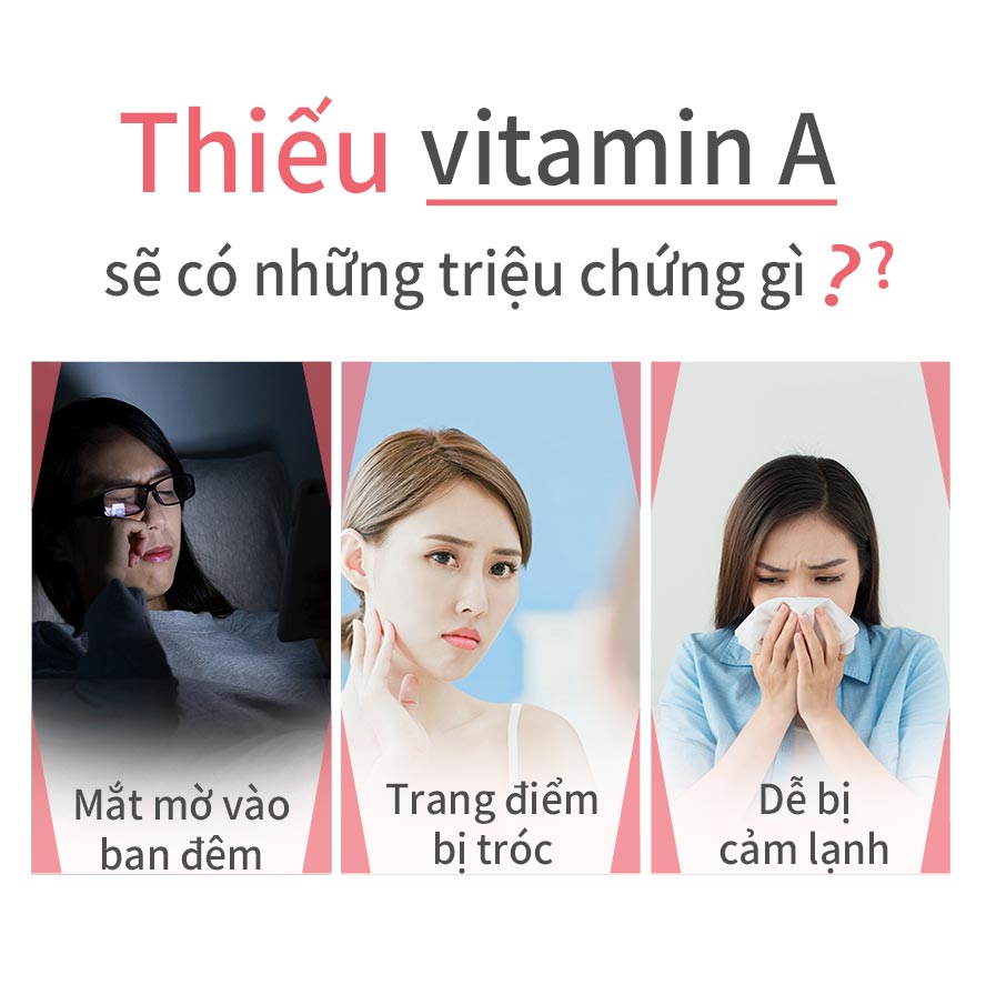 nếu bạn thiếu vitamin A mắt dễ bị khô ,bị quáng gà ,da khô