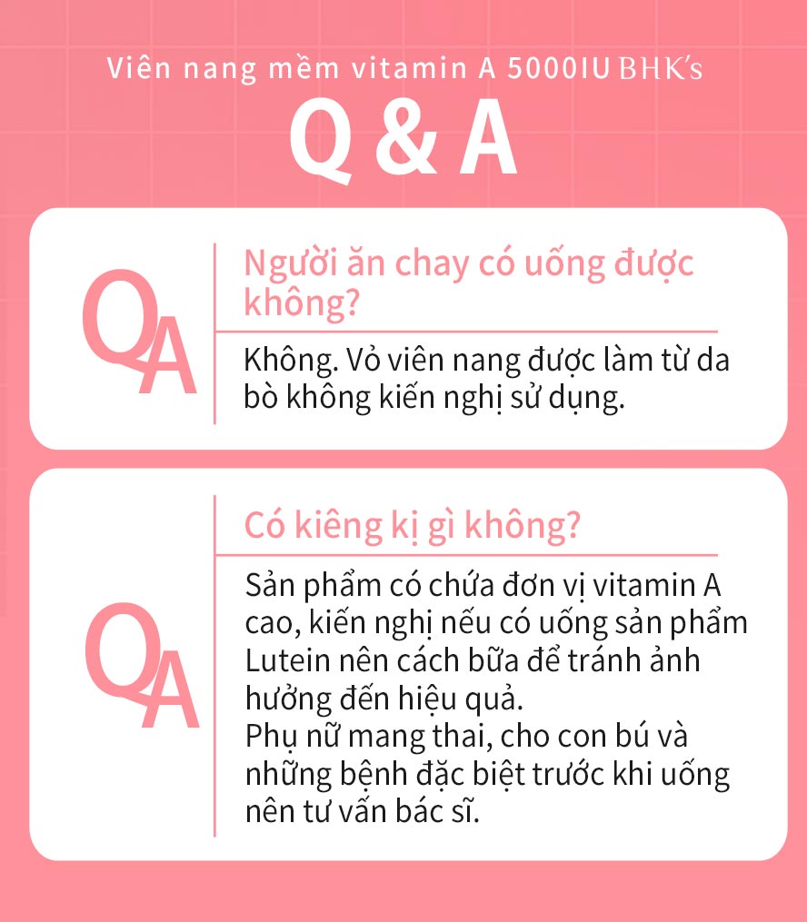 viên nang vitamin A BHK's được làm từ da bò không thích hợp cho những người ăn chay