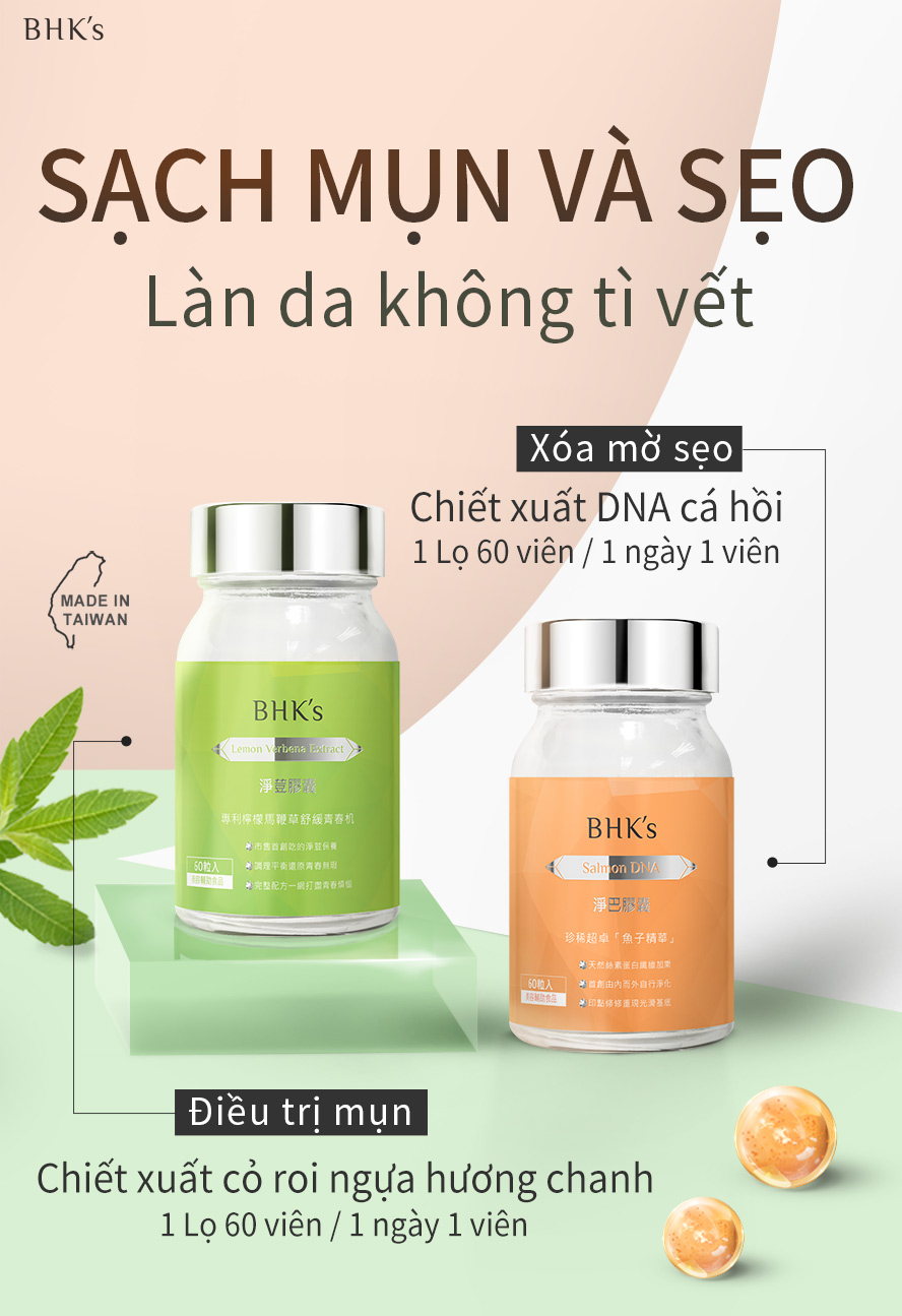 cải thiện tình trạng da mụn từ bên trong, tiêu diệt mụn trứng cá, mụn nội tiết, mụn đầu đen, làm sạch da kiềm dầu . Viên nang trị sẹo lắp đầy vết sẹo, phục hồi da, ngăn chặn hình thành sẹo