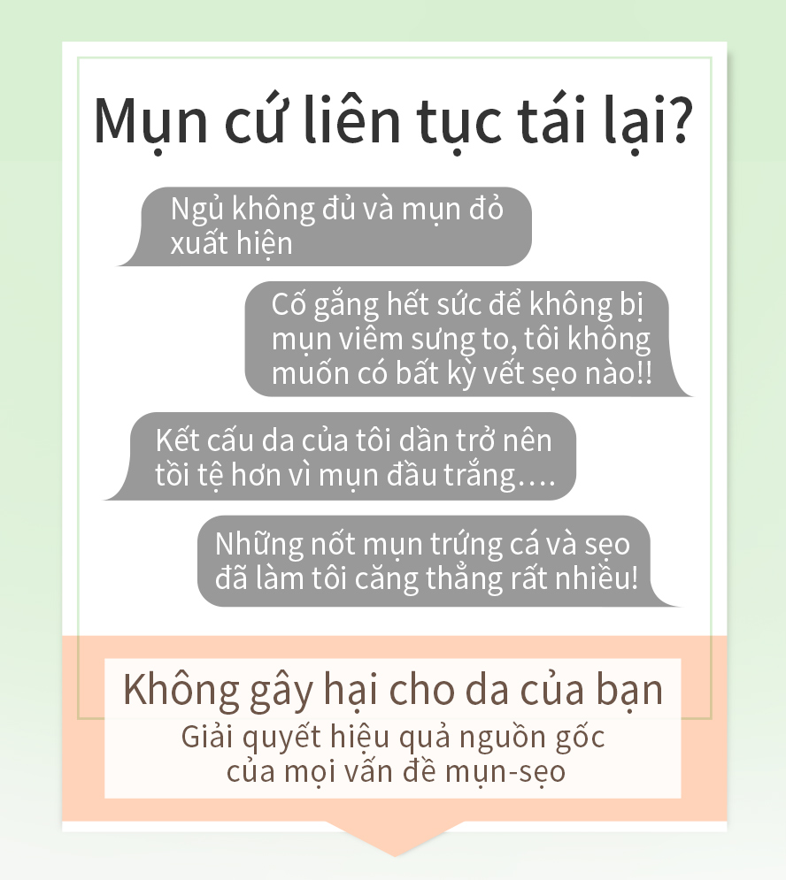 nổi mụn do thức khuya, kì kinh, mụn cám mụn đầu đen, lỗ chân lông to, sau khi nặn mụn dễ bị sẹo . Viên nang trị mụn trị sẹo BHK's trị mụn và mờ sẹo hiệu quả 、