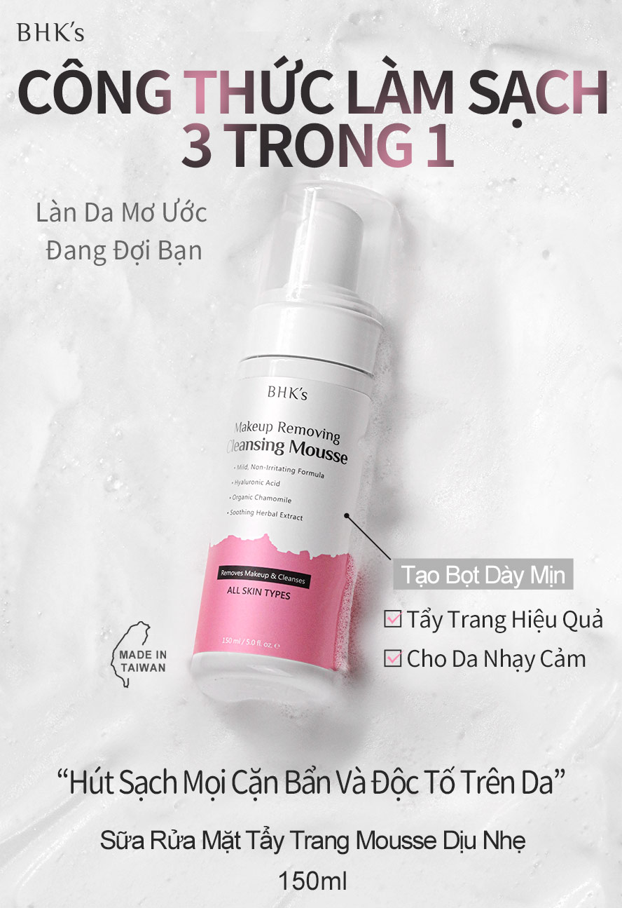 bọt siêu nhiều siêu mịn tẩy trang làm sạch sâu, làm sạch lỗ chân lông, tẩy lớp trang điểm, bụi bẩn, dầu thừa trên mặt
